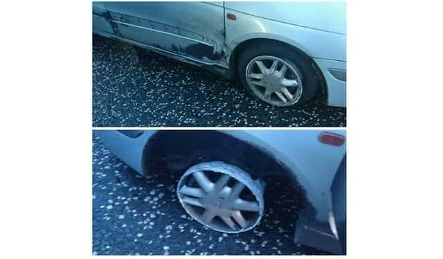 Pictures of the damaged Renault Scenic that were posted on the PSNI Craigavon Facebook page.