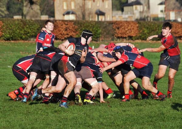 Action from game between Lurgan College and Ballyclare High