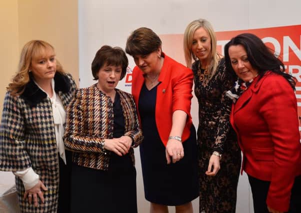Pacemaker Belfast  06/02/2017
DUP party leader Arlene Foster  with Party Members as she launches her party's election campaign at Brownlow House in Lurgan this morning.
Photo Colm Lenaghan/Pacemaker Press