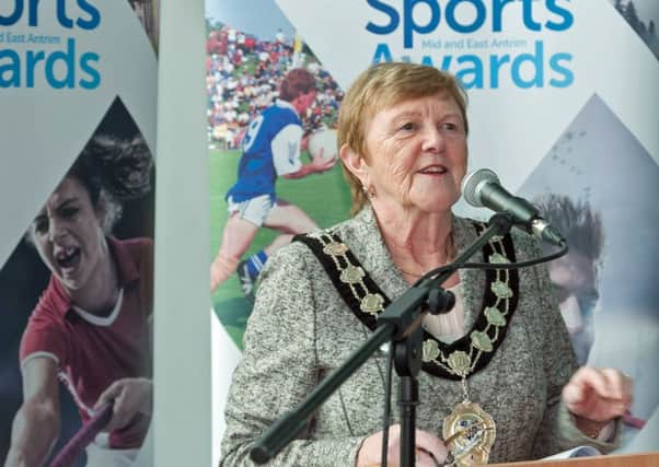 Mid and East Antrim Borough Mayor, Councillor Audrey Wales, MBE pictured launching Mid and East Antrim Borough's Sports Awards Sportsperson of the Year Awards