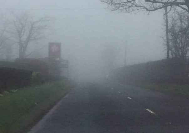 A police picture of a runner who has been rendered invisible by foggy conditions. INLT-05-707-con