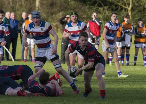 Michael Stronge in action for Ballymena Academy at Dalriada