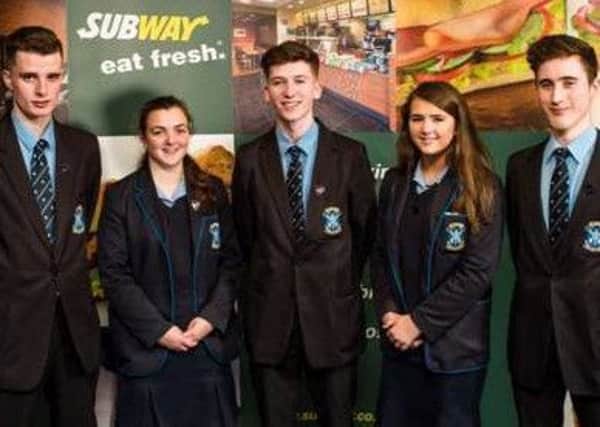 (L-R) Second place in SUBWAYAE brands Design A Sub Challenge 2016 from St Louis Grammar School: Aaron McLean, Geana Convery, Sam Reilly, Caitriona Graham and Matthew Dempsey
