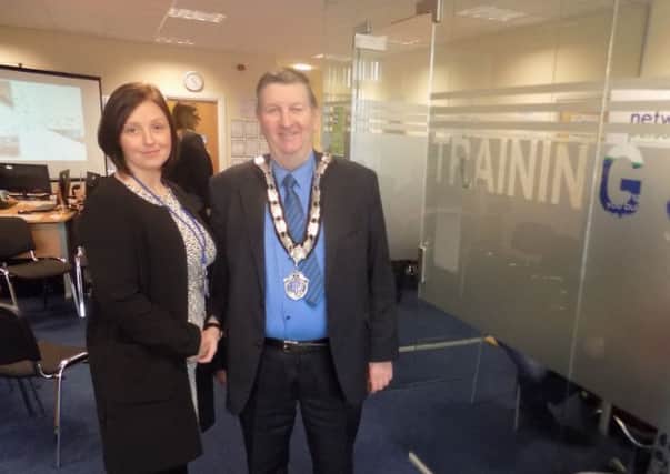 Michelle McMullan, Network Personnel with Mid and East Antrim Deputy Mayor  William McNeilly.