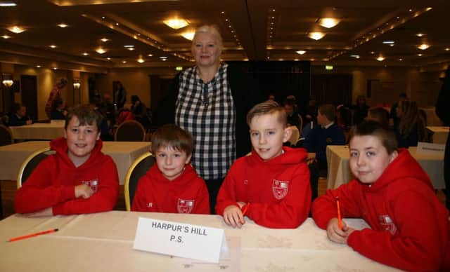 Representatives from Harpur's Hill Primary School pictured at the Northern Ireland Road Safety quiz at the Lodge Hotel, Coleraine. Pictures by Lyle McMullan
