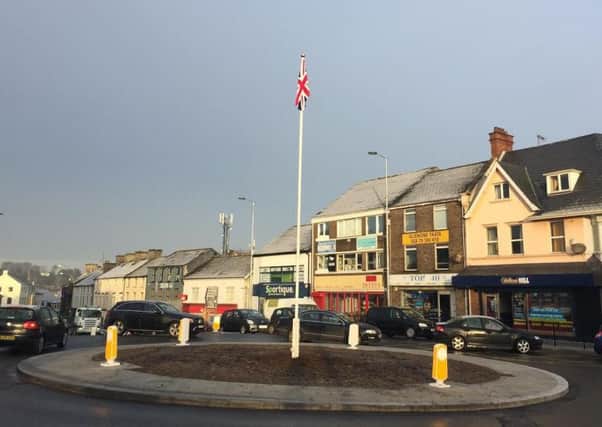 The Union Flag appeared overnight at a roundabout in Magherafelt