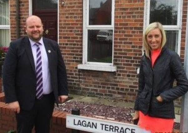 Councillor Mark Baxter with Carla Lockhart in Donaghcloney.