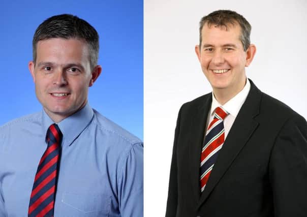 Lagan Valley UUP candidate Robbie Butler (left) and DUP Lagan Valley candidate Edwin Poots (right).