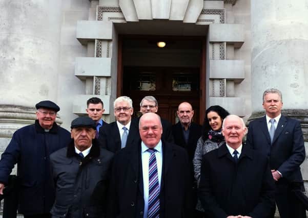 Some of the Hooded Men with Monsignor Raymond Murray Natasa Mavronicola, a law lecturer at Queen's University and Jim McIlmurray