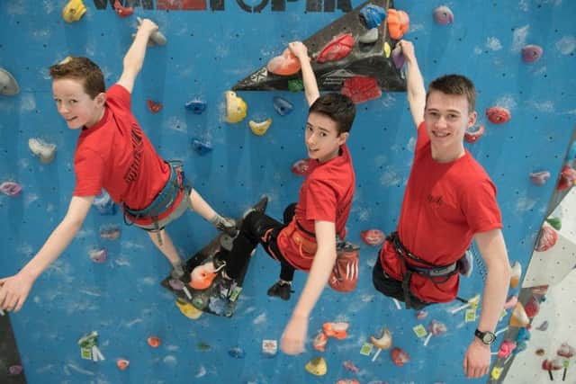 Derry climbers, Oliver Crouch, Dillon McLaughlin and Adam Tinney. (Picture Martin McKeown)