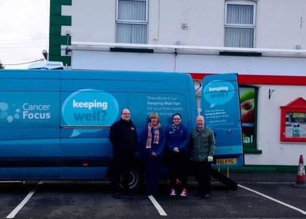 Cancer Focus Northern Ireland is bringing its Keeping Well van to East Antrim hosted by corporate partner Caldwells Spar, Islandmagee.