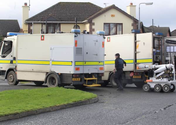 Army Technical Officers at the scene in Ardanlee, Londonderry.