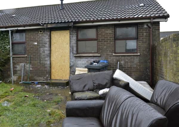 The rear of the bungalow damaged in a fire in the Altcar Park area of Galliagh on Saturday night. DER0917GS003