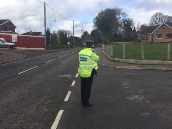 Police officer carrying out speed duties in Cookstown