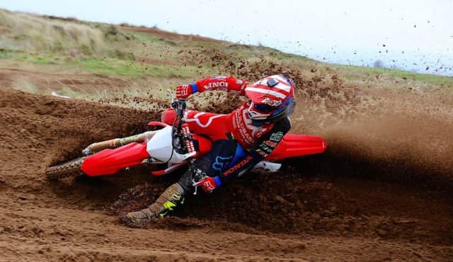 Martin Barr has final shakedown on new 450 Buildbase Honda at Magilligan.