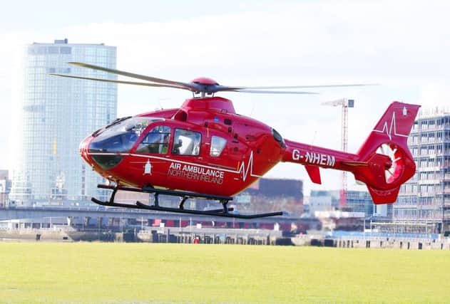 One of the two helicopters which will deliver Northern IrelandÃ„Ã´s first ever Helicopter Emergency Medical Service (HEMS) is in Northern Ireland for a three-day flying visit.
Picture by Jonathan Porter/Press Eye