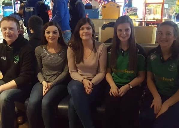 Ahoghill YFC members Michael, Hannah, Nicole, Michelle and Rachel at a bowling competition.