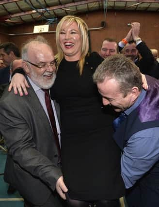 Michelle ONeill pictured after topping the poll in Mid Ulster with 10258 votes.