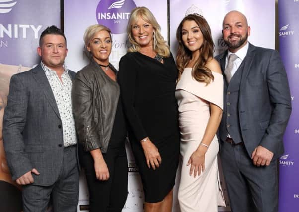 Pictured at the Launch of the Insanity Tan Miss World Northern Ireland Contest is Gerry McBride, joint MD of Bronze Direct and producer of Insanity Tan, Area Manager of Bronze Tanning and Beauty, Kathleen Kelly, MD of ACA Models, Alison Clarke, Current Miss World Northern Ireland, Emma Carswell and Joe McGlinchey, joint MD of Bronze Direct and producer of Insanity Tan.