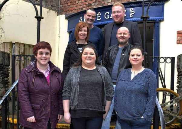 Pictured at the recent launch of the Me 4 Mental Health charity at the Gate CafÃ© in the Craft Village are (front row) Katherine Lyndsay, Stef Nicholl and Patricia Flanaghan-McClean. Centre row, Michelle Healey and Seamus ODonnell. At the back are Martin McClean and Lee Sellars. DER1017GS001