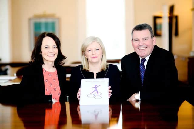 Catriona Murray, Joan Arndell and Iain Ferguson from Workers Pension Trust, celebrate being the first pension provider in Northern Ireland to be awarded Master Trust Assurance accreditation which demonstrates exceptionally high standards of governance and administration.