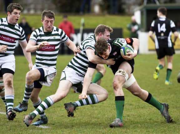 Joe Dunleavy powers forward for City of Derry during Saturday's match against Greystones. DER1117-137KM