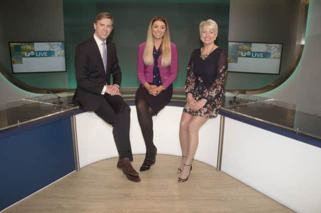 Rachael Rainey (centre), Specsavers Coleraine, at the launch of the 2017 Spirit of Northern Ireland Awards with UTV presenters Pamela Ballantine and Marc Mallet.