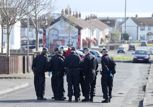 Police at Pinewood Avenue in Carrick where George Gilmore was shot. Pic by Jonathan Porter/PressEye.com