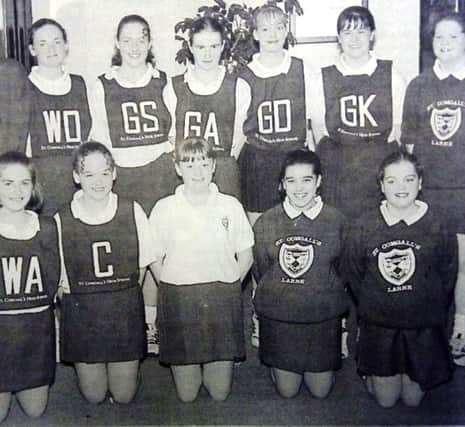 The St Comgall's High team pictured at the RUC community relations P division third form netball final, 1989.