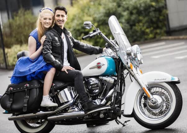 Revving up: Actors Daniel May and Emma Dallas who will play Chad and Natalie in Fortwilliam Musical Societyâ¬"s production of â¬ÜAll Shook Upâ¬" are raring and ready to go. The production will run at the Theatre at the Mill, Newtownabbey from March 28 to April 1. Set to the back drop of Elvis Presley songs the story is based on Twelfth Night and is a show not to be missed. This will be FWMS 40th anniversary year. For ticket details contact www.theatreatthemill.com or call box office on 028 9034 0202 Picture by Brian Morrison.