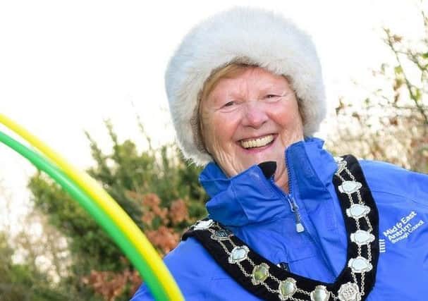 Mayor Wales puts some spin into her appeal for everyone to join in Play Days Pop Up across Mid and East Antrim.