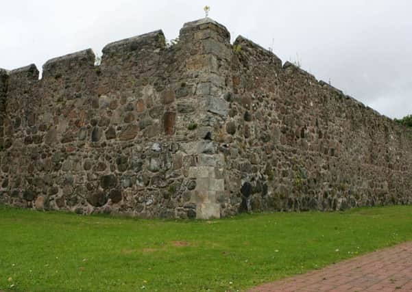 Historic walls at Joymount. INCT 32-065-tc