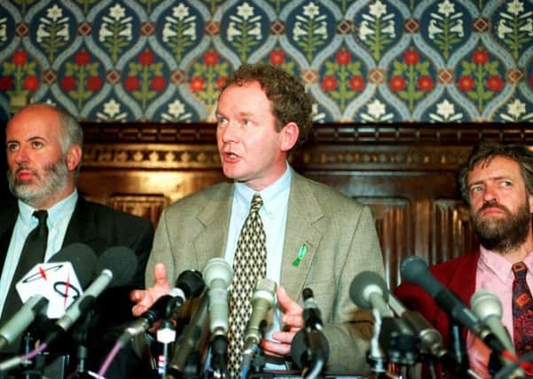 File photo dated 31/08/95 of Martin McGuinness, leading Sinn Fein negotiator in the peace process, attending a news conference in the House of Commons. PRESS ASSOCIATION Photo. Issue date: Thursday January 19, 2017. Mr McGuinness has announced that he is stepping down from elected politics, citing ill health. See PA story ULSTER McGuinness. Photo credit should read: John Stillwell/PA Wire