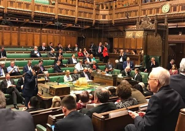 A picture sent by David Simpson from the Chamber at the House of Commons which is currently on lockdown.