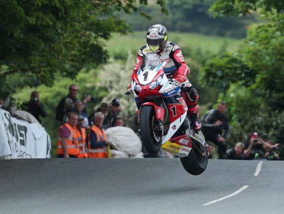 John McGuinness pictured at Ballaugh Bridge during the Isle of Man TT in 2016.