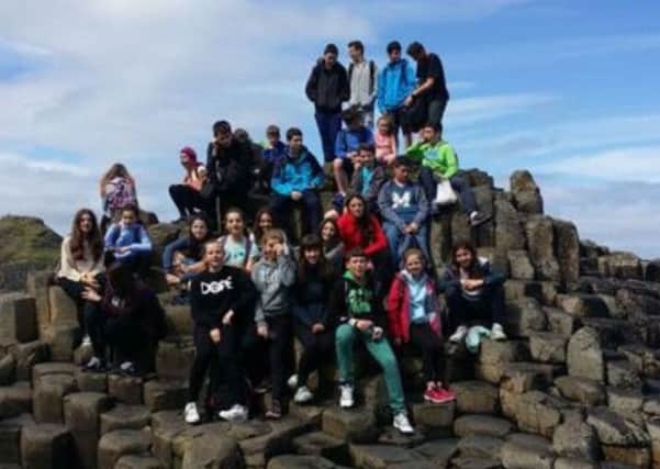 Exchange students at the Giant Causeway