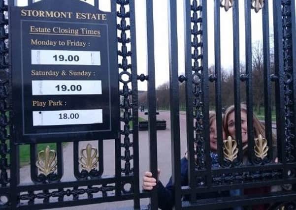 Sadie and daughter, Zara Porter, discovered they had been locked in at Stormont on Sunday. The photo was taken by Sadie's husband and Zara's father, Lewis Porter. (Photo: Zara Porter)