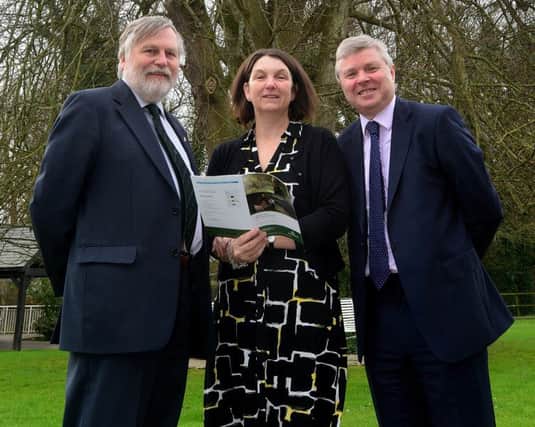 Malcolm Beatty, Chief Plant Health Officer NI, Nicola Spence, Chief Plant Health Officer DEFRA, Noel Lavery, Permanent Secretary DAERA, at the Forest Service Plant Health Conference at Dunadry.