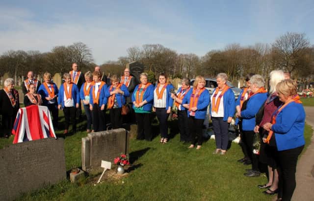 Participants at the unveiling of the memorial headstone to nurse Laura Marion Gailey. INLS 15-755-CON