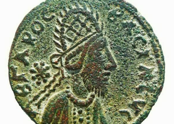 A picture of a coin showing King Abgarus XI a descendent of Jesus-Izas from the 3rd century.  The coin shows more clearly the plaited crown of thorns worn by Edessan monarchs. See SWNS story SWJESUS; Is THIS the face of Jesus Christ? An ancient coin depicting a bearded man wearing a crown of thorns could be the first and only true portrait of Jesus Christ, British experts claim. The tiny bronze coin, which dates back to the 1st-century AD, sports what scholars conclude is the only lifelike image ever made of the biblical Jesus.  Until now, the 24mm-wide coin was widely believed to merely bear the face of King Manu, a wealthy warrior monarch who controlled the Mesopotamian kingdom of Edessa, in what is now southeastern Turkey. But after nearly three decades of painstaking research, a leading biblical historian claims to have made what he describes as "one of the most important discoveries in modern history" - that King Manu and Jesus were one and the same person.