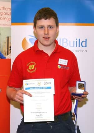 Patrick McCloskey from Northern Regional College, Coleraine who received bronze in the Carpentry Category at Skillbuild NI National Finals.