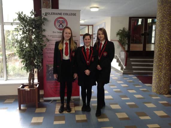 Congratulations to Year 12 Coleraine College students Jill, Lizzie and Kirsty who secured full  marks in their recent GCSE English Language Paper 2 examination.