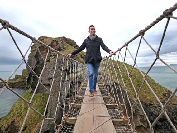 RTE's Ryan Tubridy at Carrick-a-Rede rope bridge