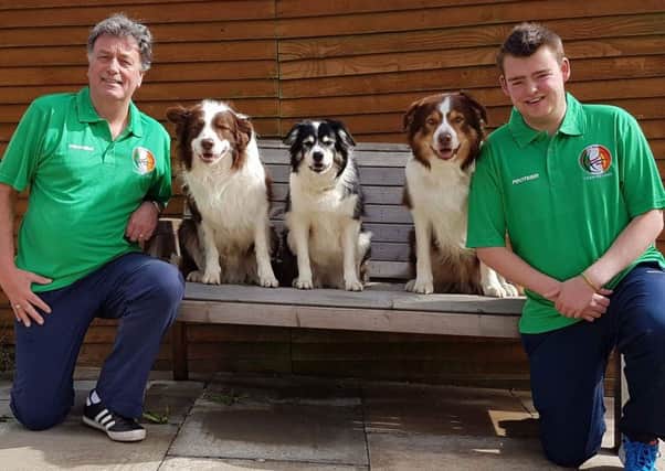 Lisburn and District Dog Training Club members Michael McCartney (left) and Crawford McCartney, along with their dogs Bestie, Truly and Giggsy, have been selected to represent Team Ireland at the 2017 IFCS World Agility Championships.