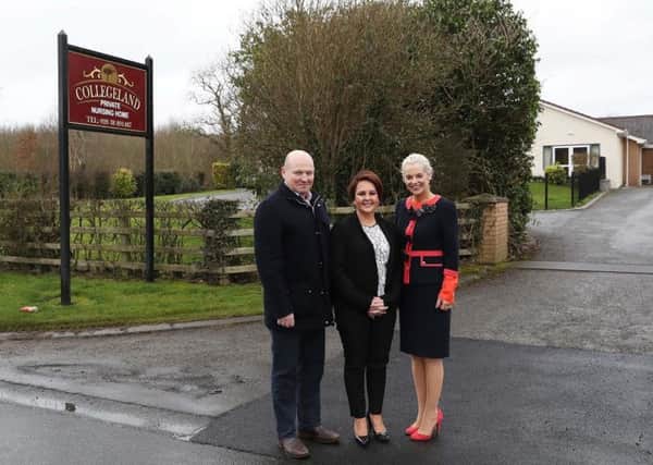Patrick McAvoy, director of Collegelands Private Nursing Home, Ulster Bank relationship manager, Leona McNicholl, and Yvonne McAvoy, director of Collegelands Private Nursing Home