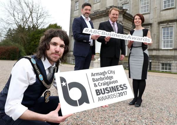 Armagh City, Banbridge and Craigavon Borough Council (ABC Council) has unveiled details of its flagship Business Awards for 2017 which will officially recognise, reward and profile its most industrious, hardworking and enterprising organisations. Held in association with one of Northern Irelands most successful companies and principal sponsor Almac, the business awards are a major first for the ABC Borough Council and have been carefully designed to reflect the diverse, enterprising and most successful from a strong base of established corporates, start-ups, innovators, strategic thinkers and entrepreneurs. Full details of 16 categories available to win have also been revealed and published online at www.abcbusinessawards.com where entry forms are available. The closing date for the return of completed submissions is Monday 8th May 2017 at 5pm. Pictured at the launch event at Armaghs Archbishops Palace are (from L-R) Cllr Garath Keating, Lord Mayor, Armagh City, Banbridge and Craigavon Borough Council; hos