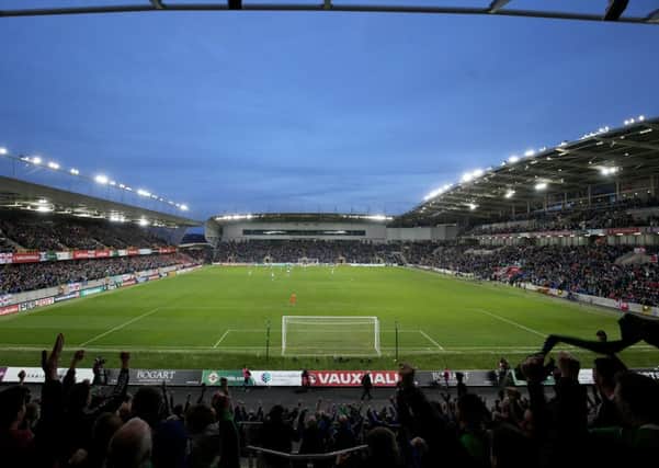 The National Stadium at Windsor Park which will host the Tennets Irish Cup final between Coleraine and Linfield on May 6
