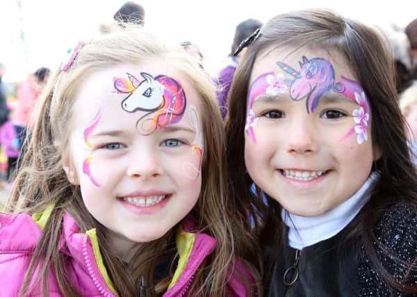 Eva-Grace Patterson and Lily Callaghan at the Ballymoney Spring Fair. Picture by Darren Kidd / Press Eye