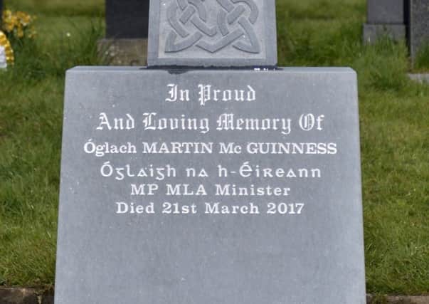 Head stone of Martin McGuinnesss grave. DER1617GS001