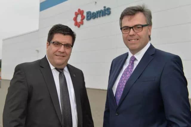 Marty Scaminaci, Bemis Company,  which announced earlier this year it is establishing a European Business Service Centre in Campsie, with Invest NI's Alastair Hamilton.